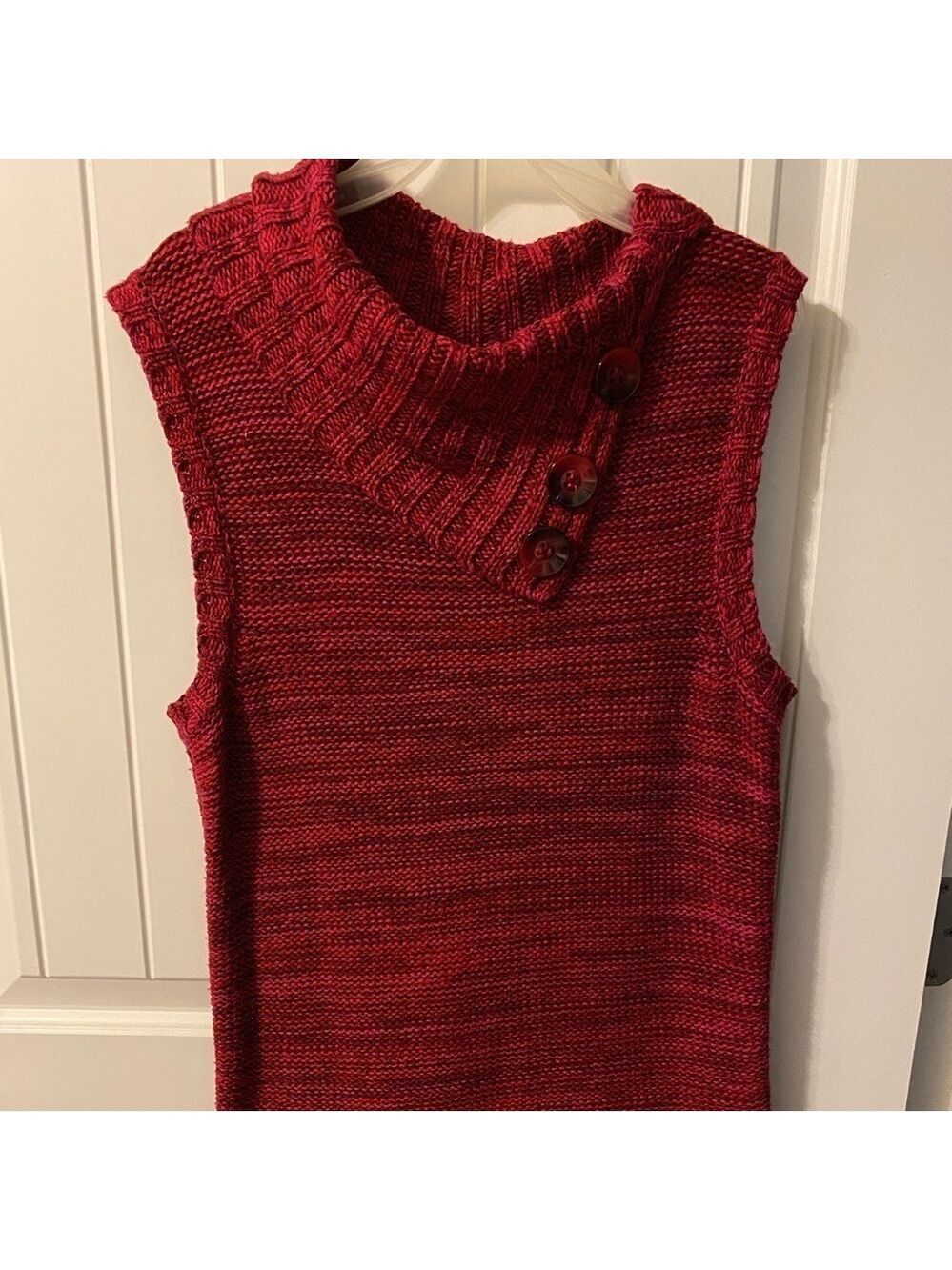 New Directions Off set Cowl Neck Sleeveless Sweater. Rich burgundy color Size L